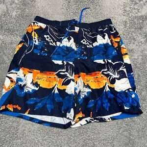 Nike Swim Trunks Shorts Mens XL Blue Floral Tropical Mesh Lined